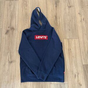 Levis Sweatshirt Size Large Youth Navy Blue Hoodie Red Logo Thermal Pullover